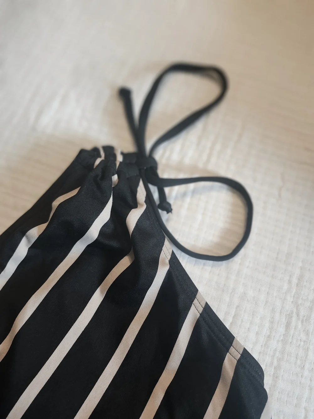 DKNY Black and Tan Striped One-Shoulder One-Piece Swim - Picture 5 of 6